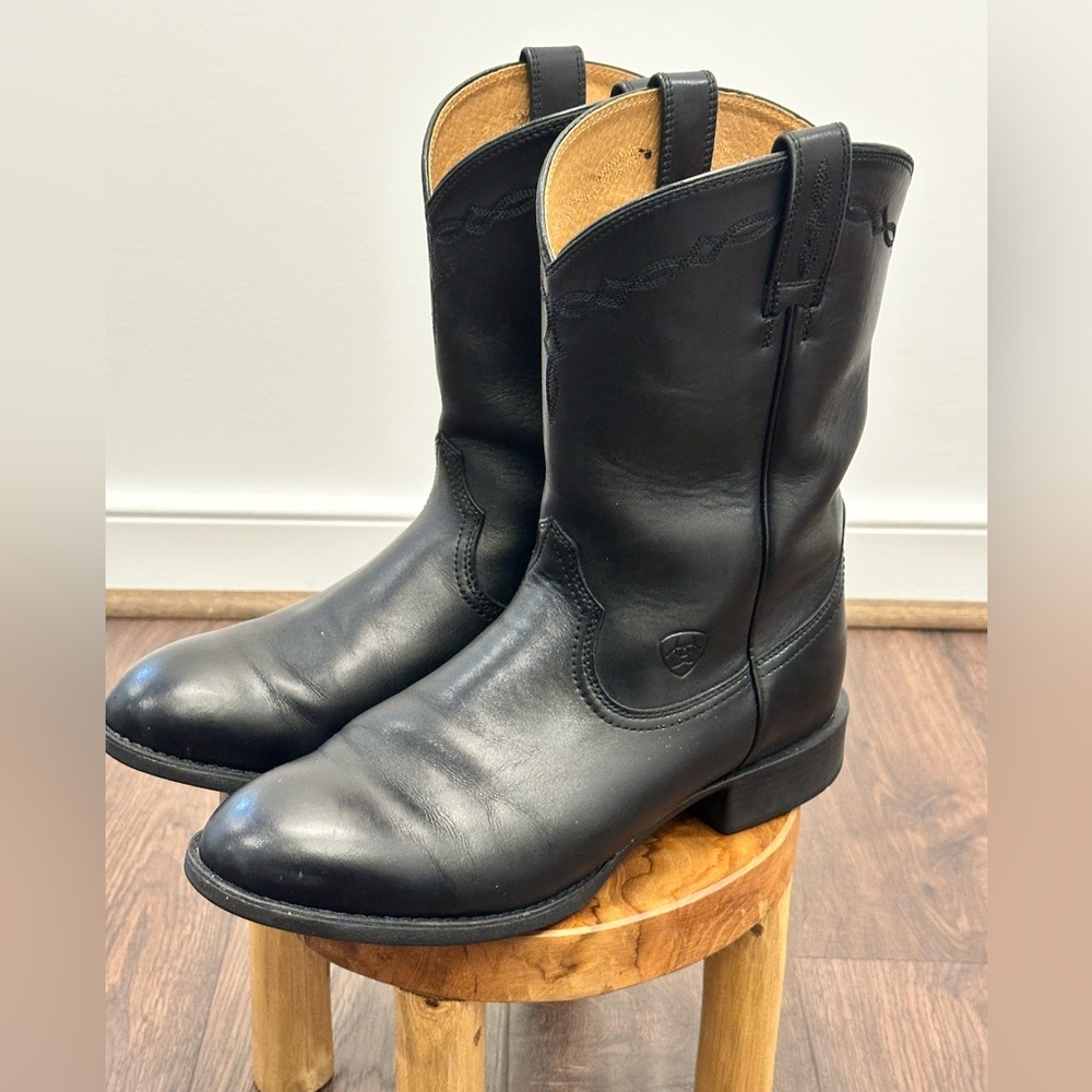 ARIAT Men's Black Western Leather Cowboy Black Boots Size 9.5EE - Picture 3 of 15